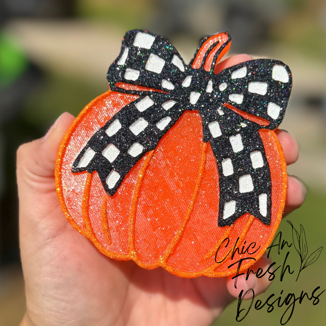 Pumpkin with Checkered Bow