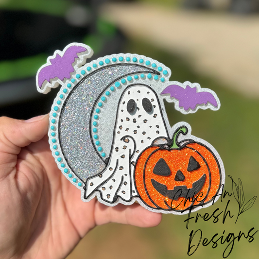 Ghost, Pumpkin & Moon